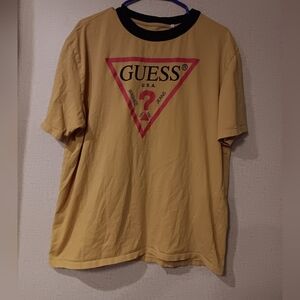 Vintage Guess Yellow T-Shirt with Logo Sz XL